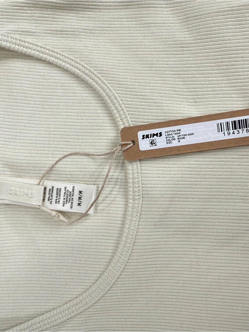 SKIMS Women's Ribbed Tank Top - Cream - Picture 3 of 4